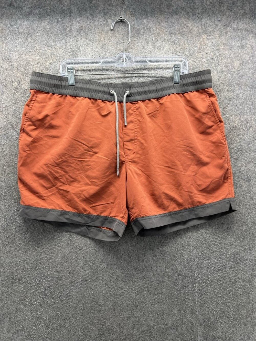 Brunello Cucinelli Swim Trunks Mens EU 54 Orange Colorblock Mesh Lined Shorts
